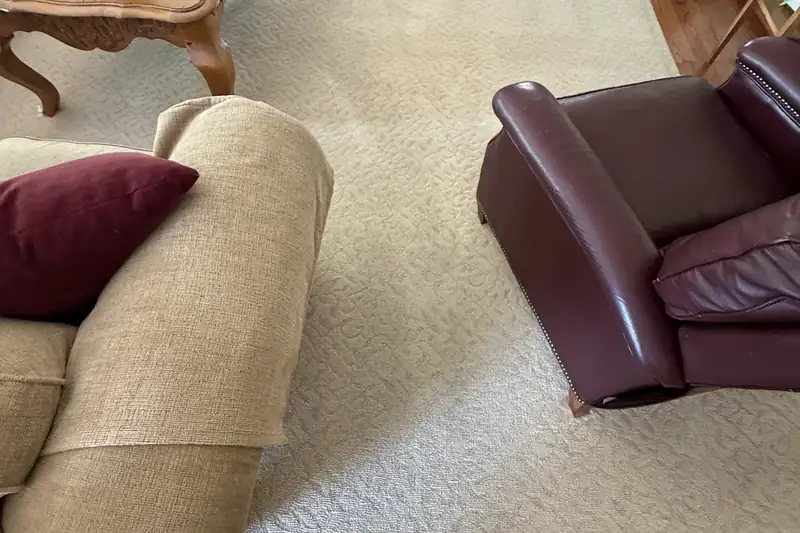After: the same carpet after truck-mounted hot water extraction by our Barrington office