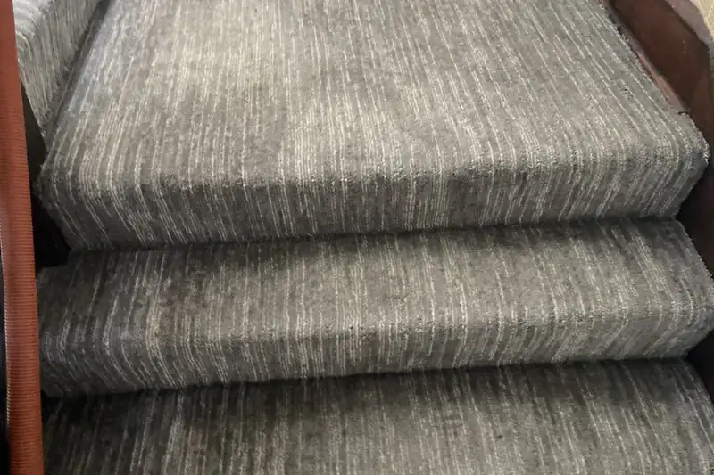 After: the same carpet after truck-mounted hot water extraction by our Barrington office