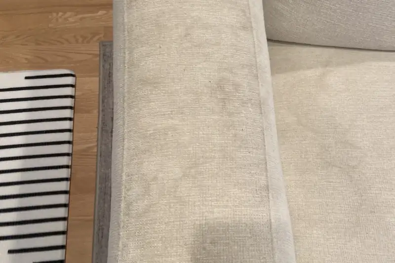 Before: carpet with traffic-lane soiling and spots