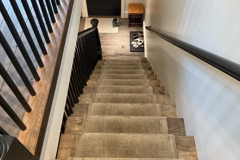 Before: carpet with traffic-lane soiling and spots