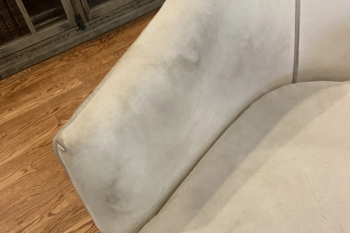 Stained carpet before cleaning in a Long Grove home