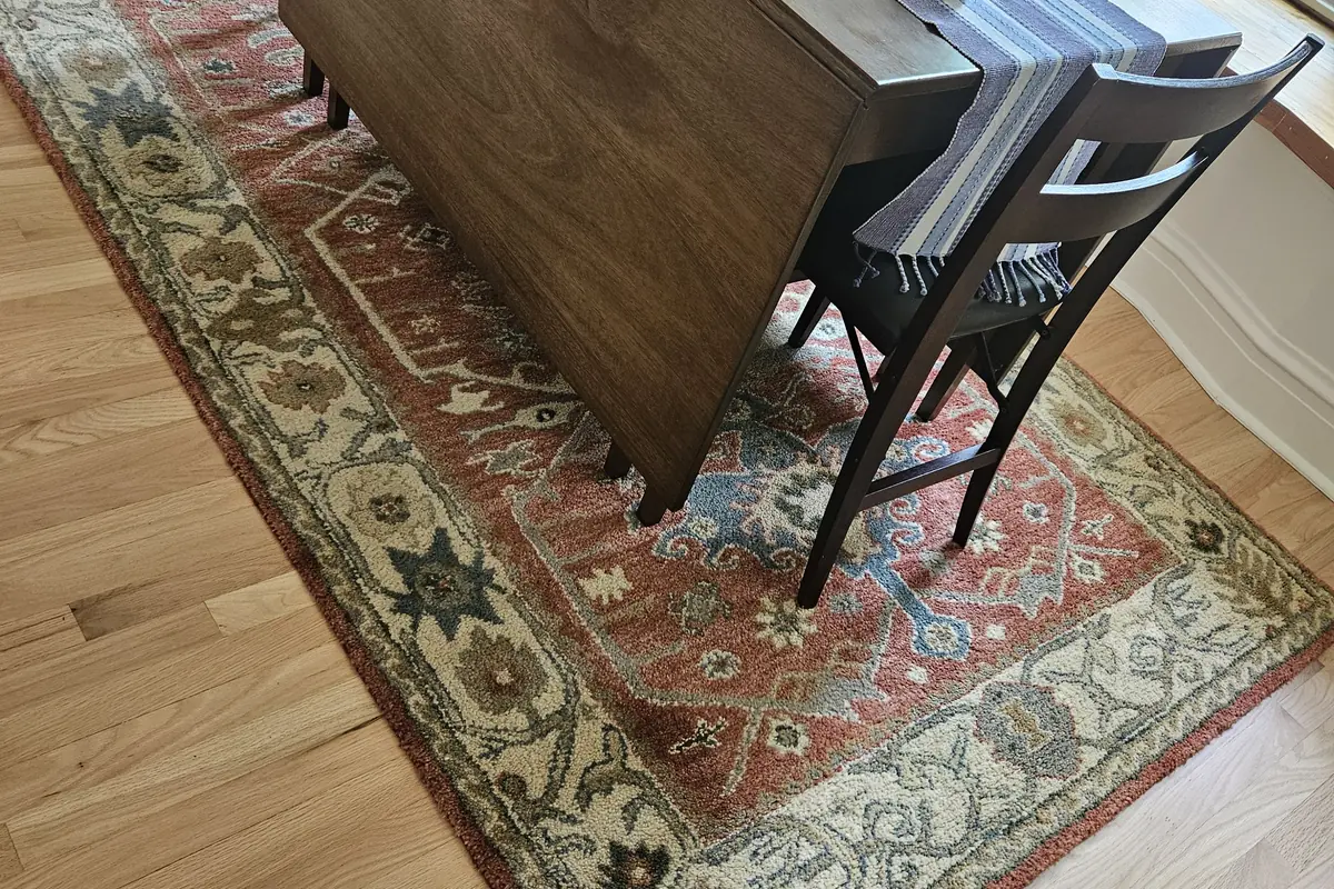Stained carpet before cleaning in a Deerfield home