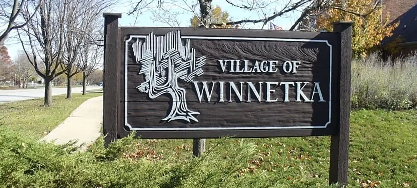 Village of Winnetka welcome sign — carpet cleaning service area