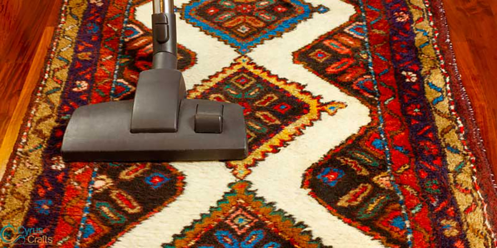 homeowner vacuuming area rug