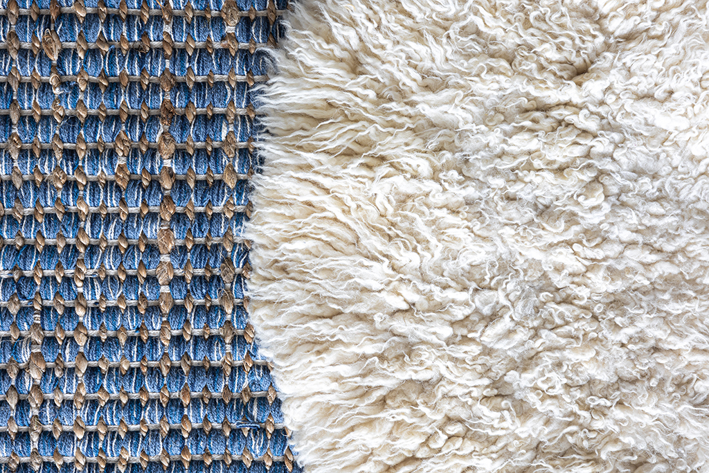 round carpet against blue background