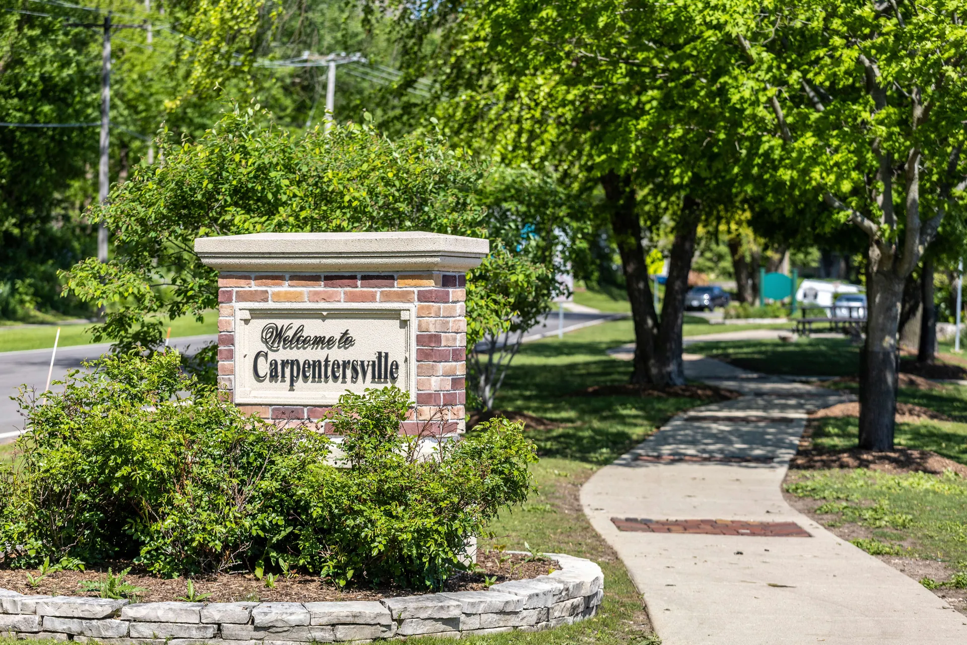 Village of Carpentersville IL welcome sign — carpet cleaning service area