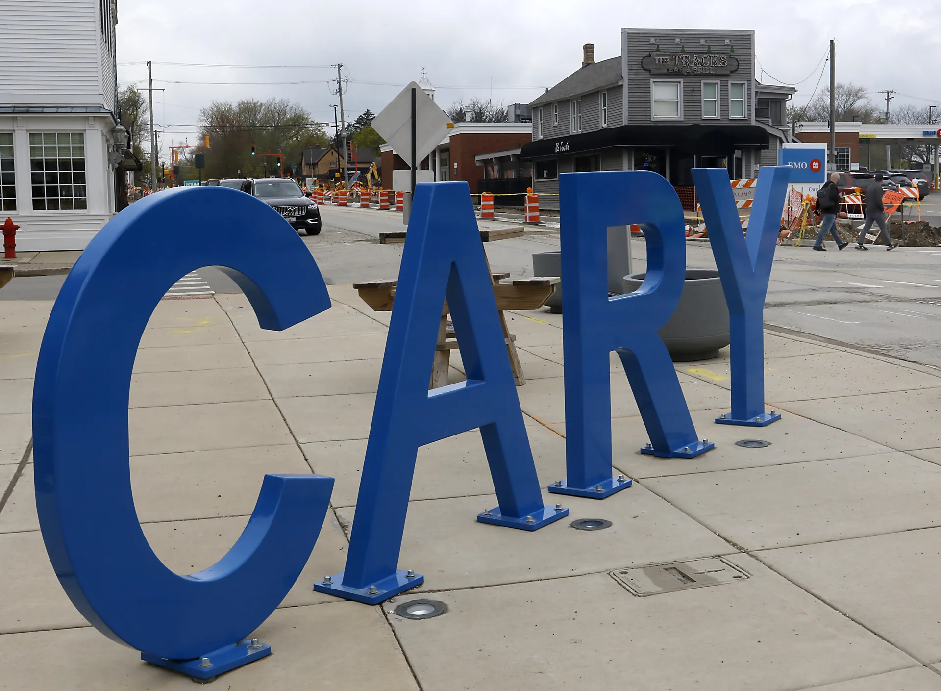 Cary IL village sign downtown — carpet cleaning service area