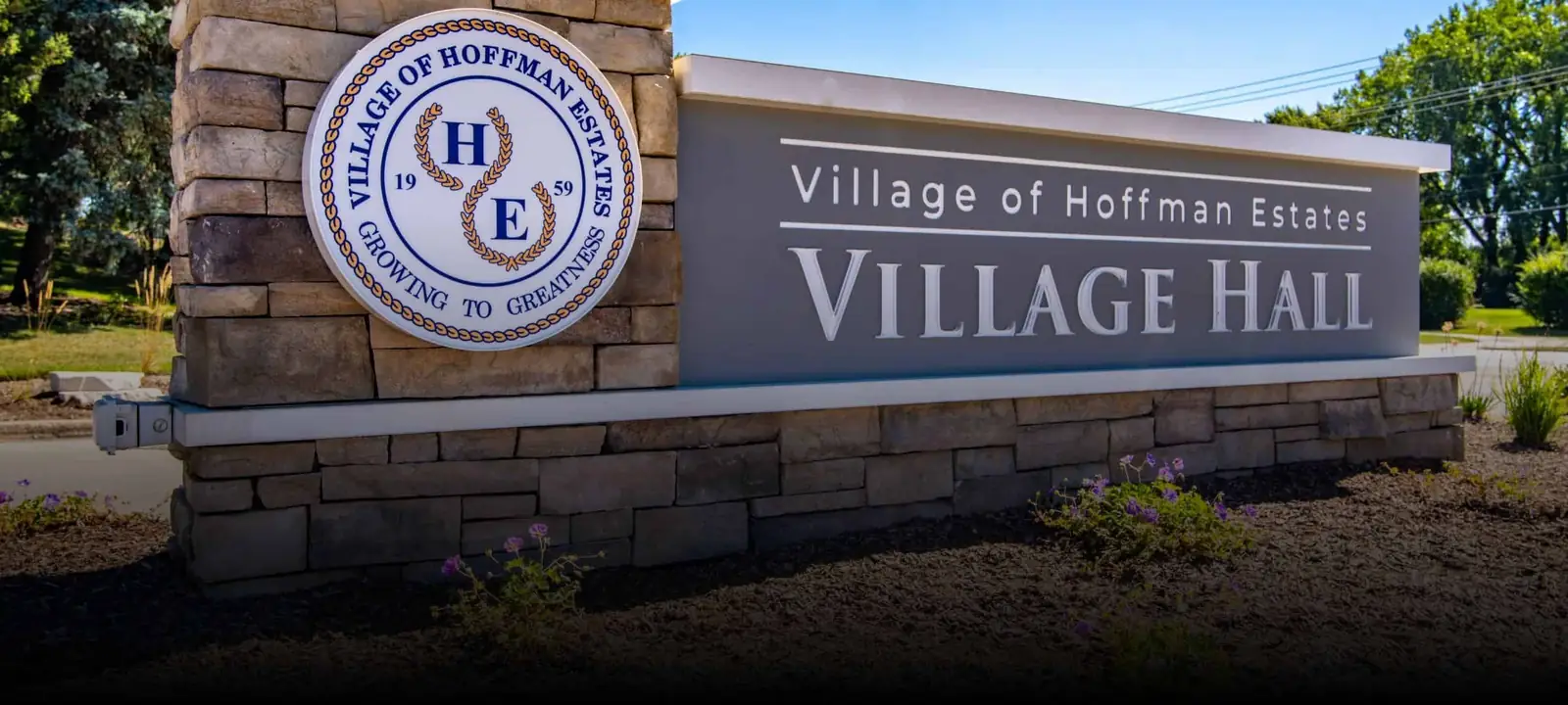 Village of Hoffman Estates Village Hall sign — carpet cleaning service area