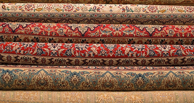 rolled up oriental rugs