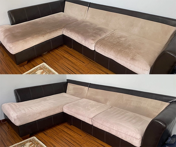 sectional sofa before and after cleaning