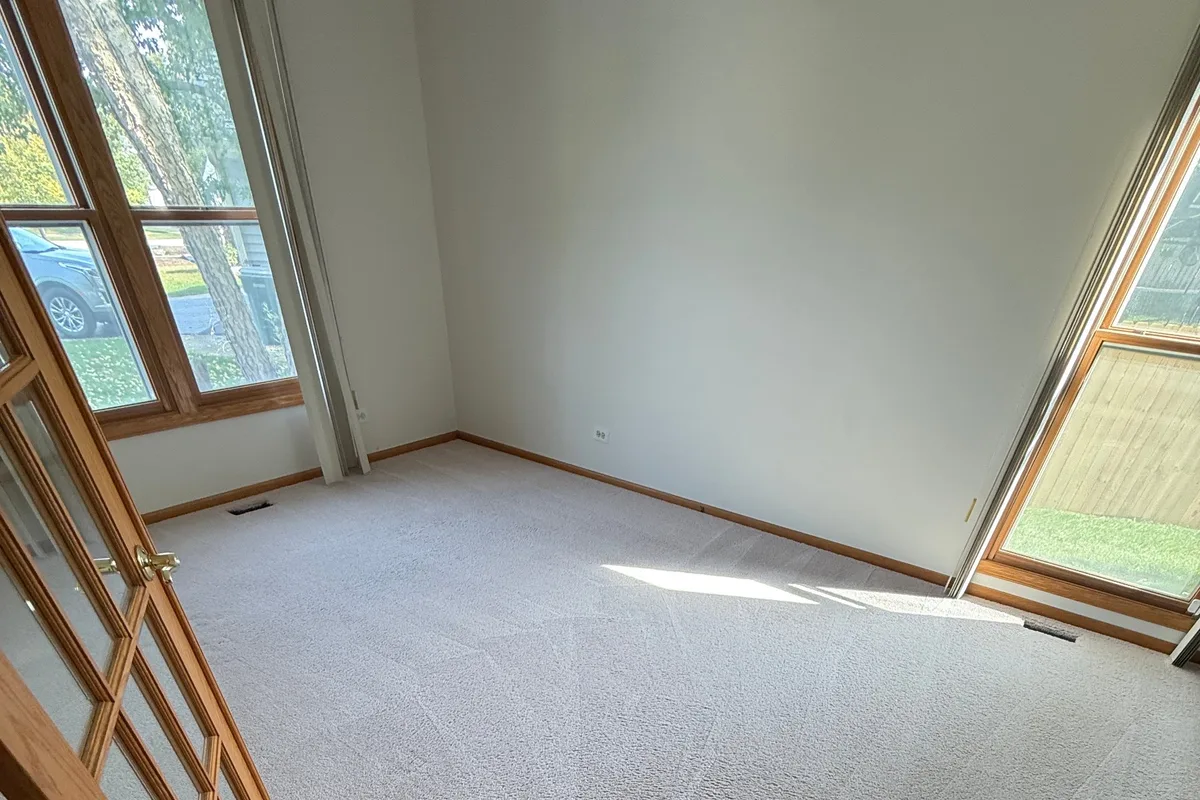 Staircase carpet after hot-water extraction and CRB scrubbing in Vernon Hills, pile standing upright