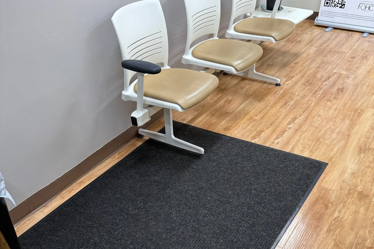 Entry and welcome mats cleaned alongside the office carpet tile