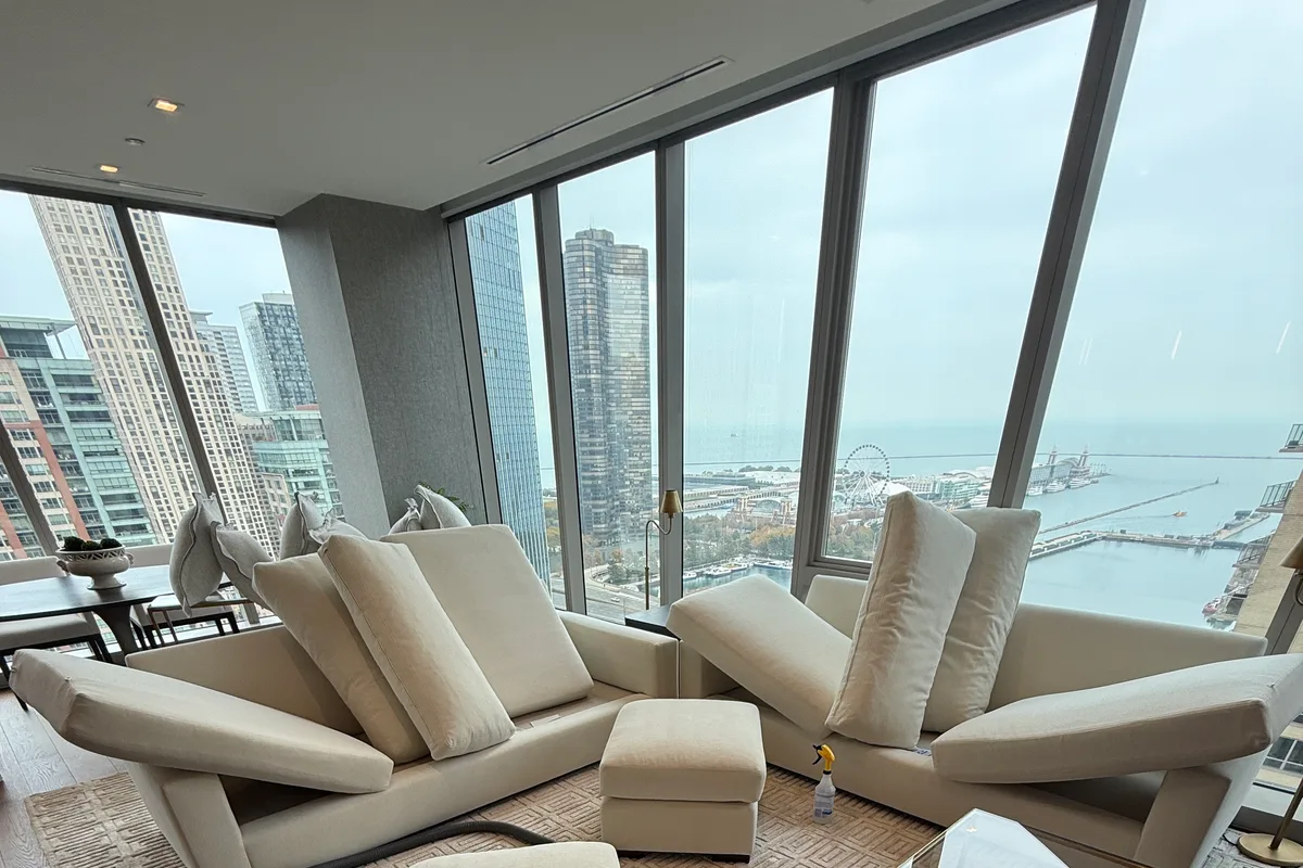 Dining chairs set back around the table after cleaning and protector application