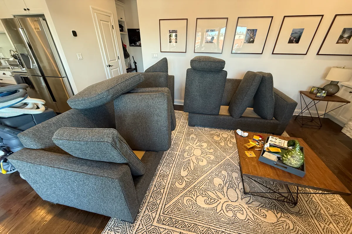 Same sectional sofa after hot water extraction upholstery cleaning in Lincoln Square