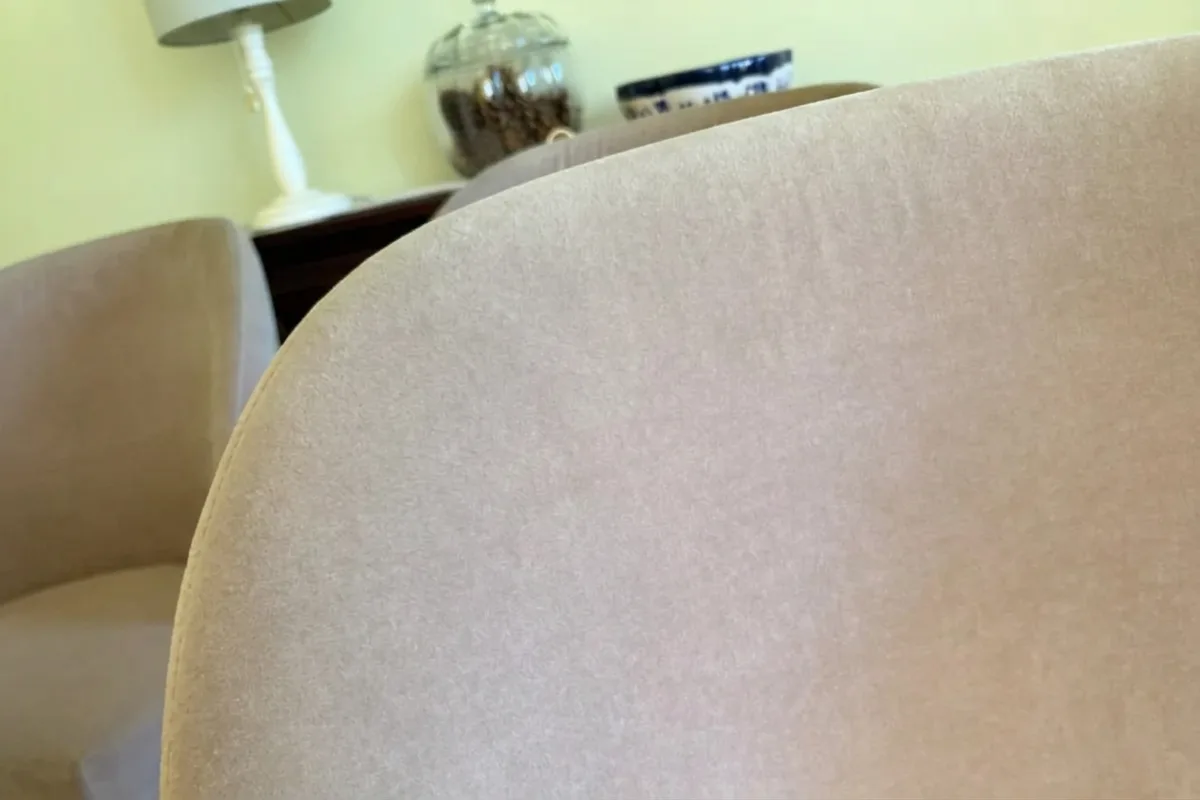 Same dining chair after upholstery cleaning, seat fabric evened out, Pilsen Ct Naperville